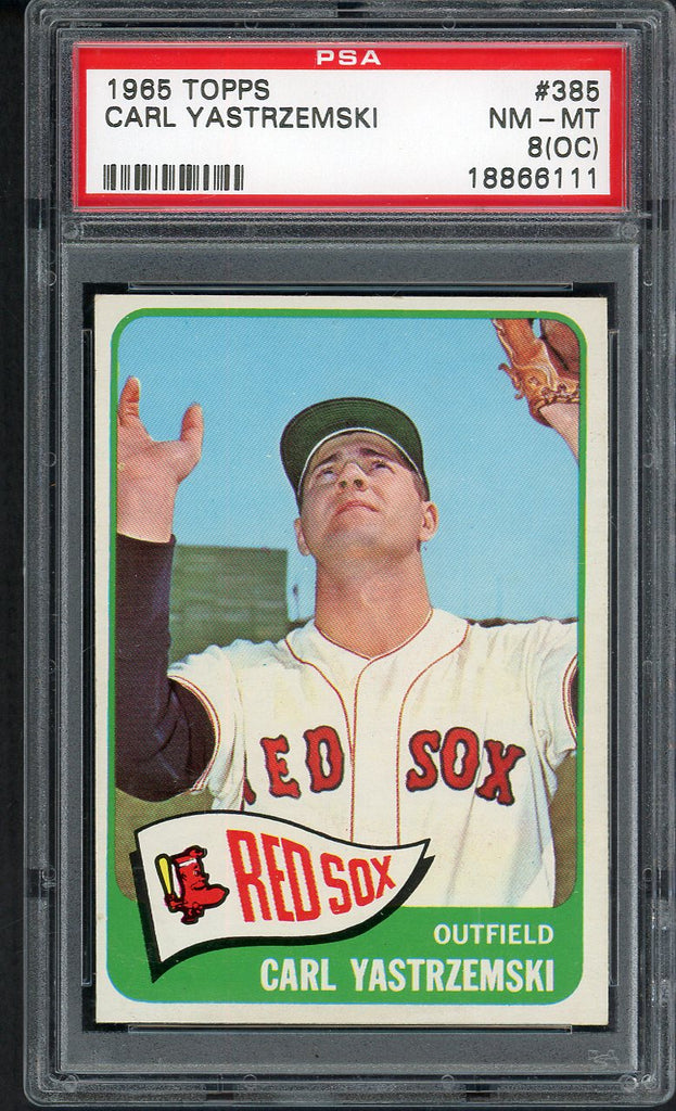 1965 Topps Baseball #385 Carl Yastrzemski Red Sox PSA 8 NM/MT oc 545321