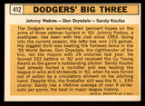 1963 Topps Baseball #412 Sandy Koufax Don Drysdale EX-MT 545571