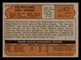 1972 Topps Baseball #510 Ted Williams Rangers NR-MT 545580