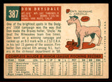 1959 Topps Baseball #387 Don Drysdale Dodgers EX-MT 545632