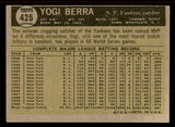 1961 Topps Baseball #425 Yogi Berra Yankees EX+/EX-MT 545746