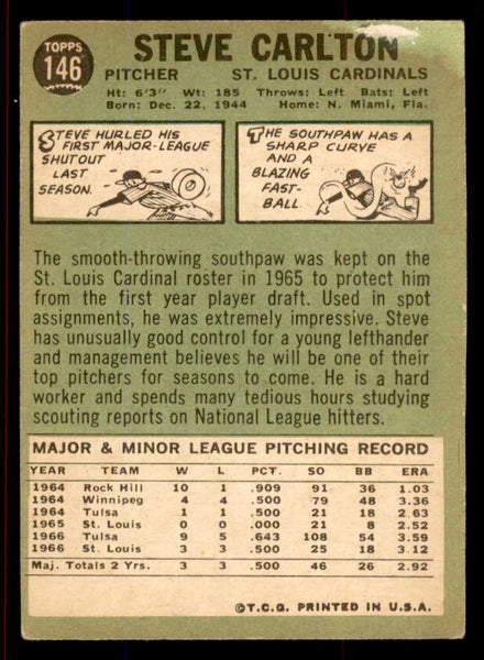 1967 Topps Baseball #146 Steve Carlton Cardinals VG 545772