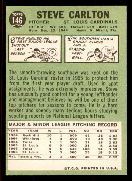 1967 Topps Baseball #146 Steve Carlton Cardinals NR-MT 545774
