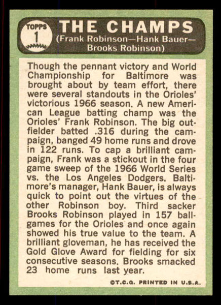 1967 Topps Baseball #001 Brooks Robinson Frank Robinson NR-MT 545795