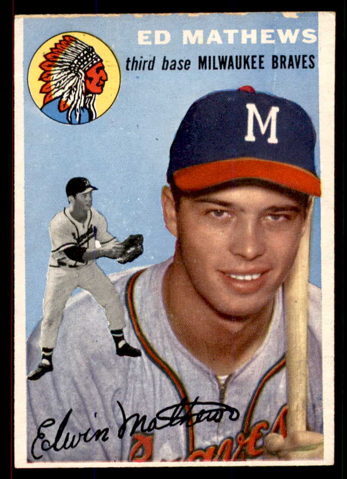 1954 Topps Baseball #030 Eddie Mathews Braves VG-EX 545850