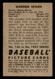 1952 Bowman Baseball #156 Warren Spahn Braves VG 545909