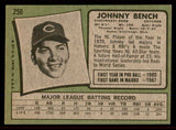 1971 Topps Baseball #250 Johnny Bench Reds EX 545934