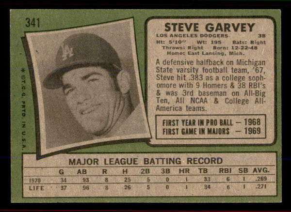 1971 Topps Baseball #341 Steve Garvey Dodgers EX-MT/NR-MT 545960