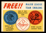 1958 Topps Baseball Felt Emblem Card VG-EX/EX 545981