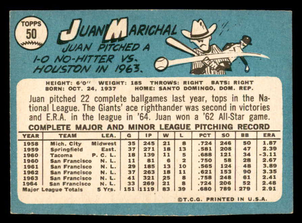 1965 Topps Baseball #050 Juan Marichal Giants VG-EX 546195