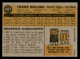 1960 Topps #482 Frank Bolling Tigers Signed Autographed