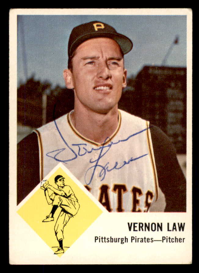 1963 Fleer #058 Vern Law Pirates Signed Autographed