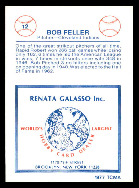 1977 TCMA #012 Bob Feller Indians Signed Autographed