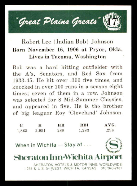 1975 Great Plains Greats #017 Bob Johnson Signed Autographed