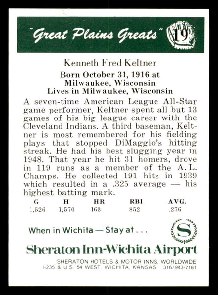 1975 Great Plains Greats #019 Ken Keltner Signed Autographed