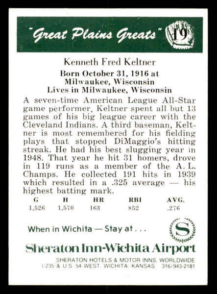 1975 Great Plains Greats #019 Ken Keltner Signed Autographed