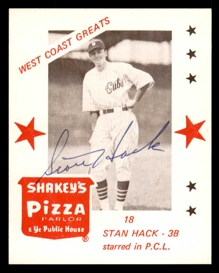 1975 Shakey's #018 Stan Hack Cubs Signed Autographed