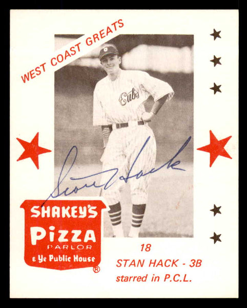 1975 Shakey's #018 Stan Hack Cubs Signed Autographed