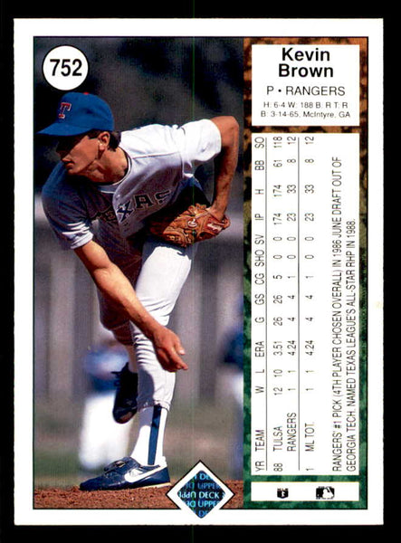 1989 Upper Deck #752 Kevin Brown Rangers Signed Autographed
