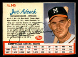 1962 Post #145 Joe Adcock Braves Signed Autographed