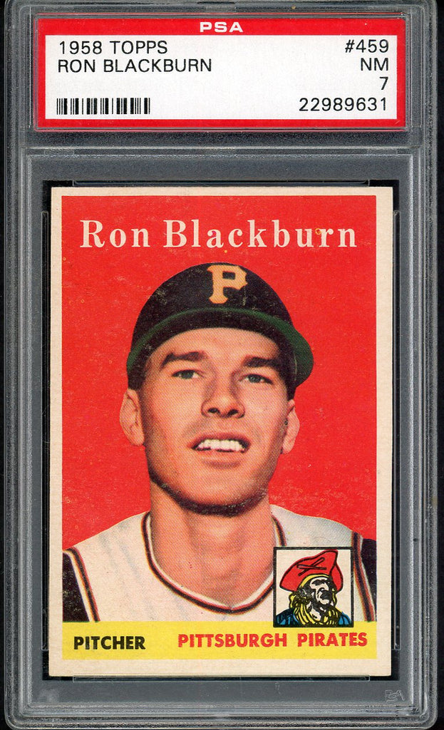 1958 Topps Baseball #459 Ron Blackburn Pirates PSA 7 NM 546536