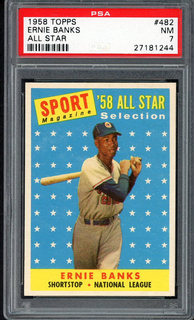 1958 Topps Baseball #482 Ernie Banks A.S. Cubs PSA 7 NM 546539