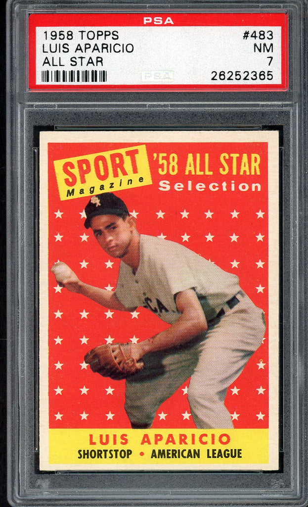 1958 Topps Baseball #483 Luis Aparicio A.S. White Sox PSA 7 NM 546543
