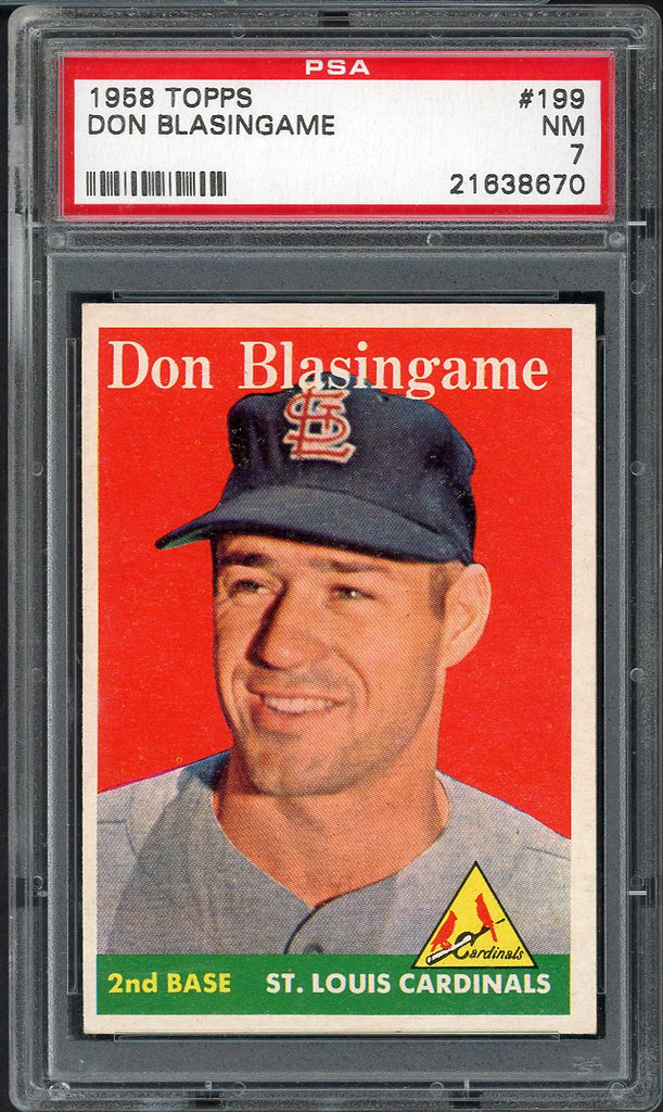 1958 Topps Baseball #199 Don Blasingame Cardinals PSA 7 NM 546557