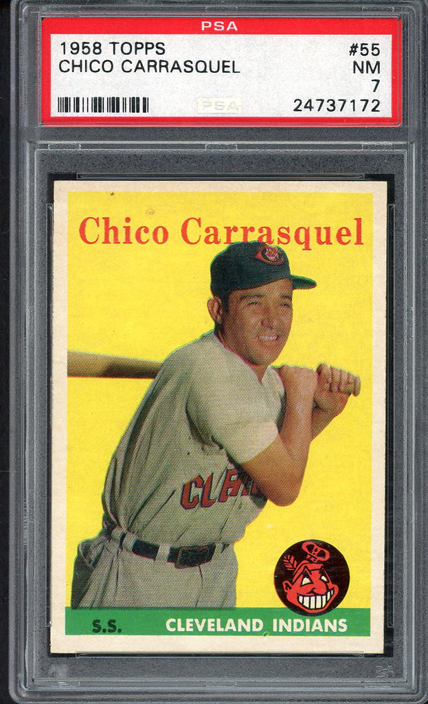 1958 Topps Baseball #055 Chico Carrasquel Indians PSA 7 NM 546567