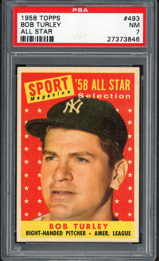 1958 Topps Baseball #493 Bob Turley A.S. Yankees PSA 7 NM 546568