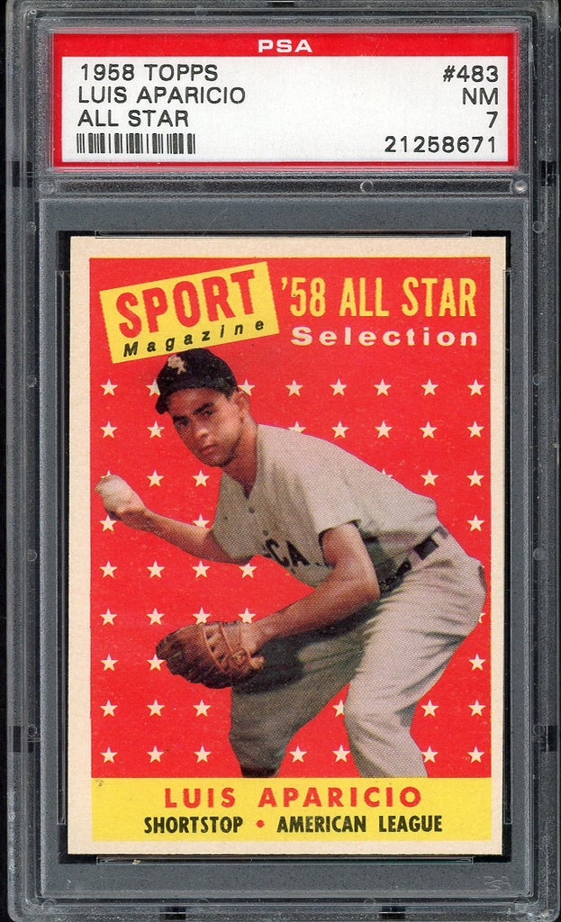 1958 Topps Baseball #483 Luis Aparicio A.S. White Sox PSA 7 NM 546571