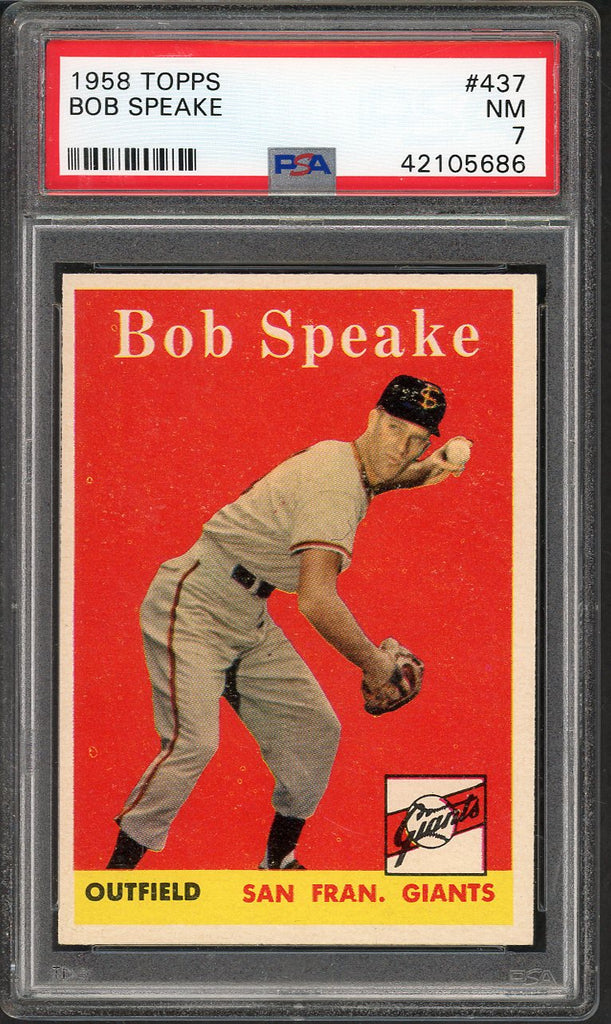 1958 Topps Baseball #437 Bob Speake Giants PSA 7 NM 546573