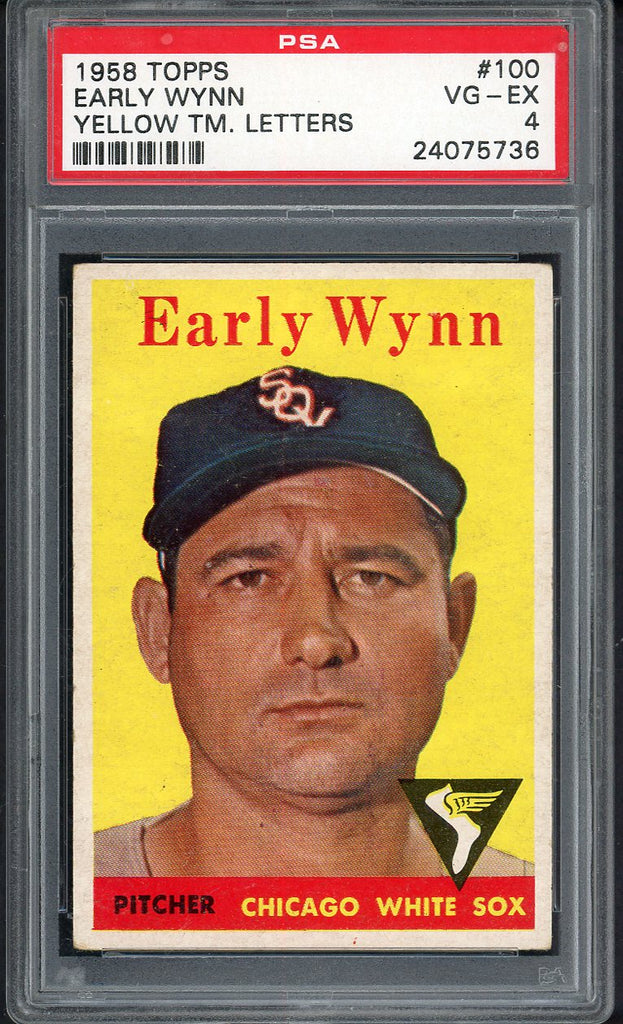1958 Topps Baseball #100 Early Wynn White Sox PSA 4 VG-EX Yellow Letter 546584
