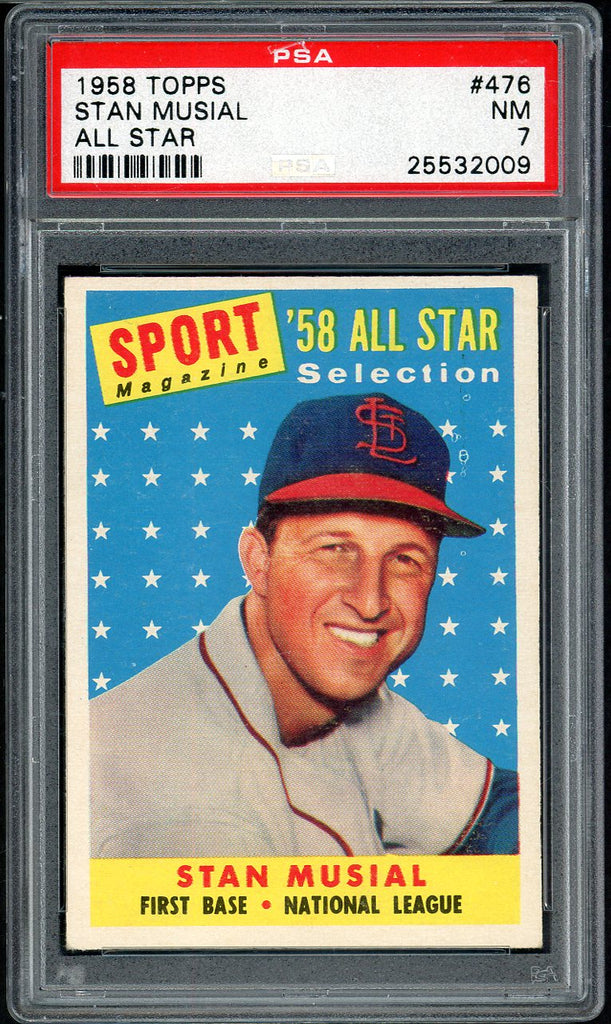 1958 Topps Baseball #476 Stan Musial A.S. Cardinals PSA 7 NM 546586