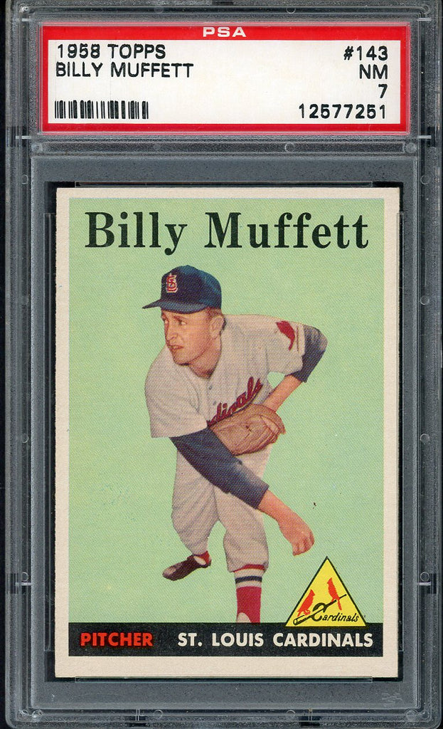 1958 Topps Baseball #143 Billy Muffett Cardinals PSA 7 NM 546591