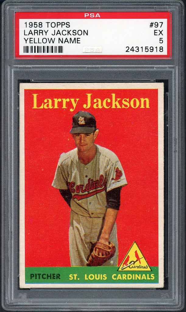 1958 Topps Baseball #097 Larry Jackson Cardinals PSA 5 EX Yellow Letter 546593