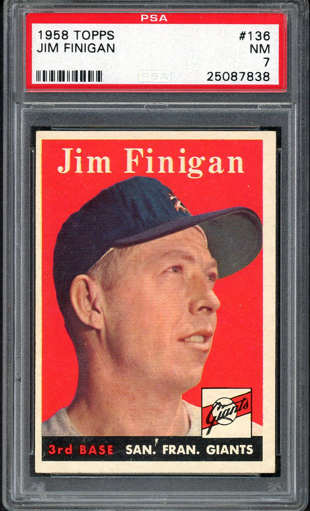 1958 Topps Baseball #136 Jim Finigan Giants PSA 7 NM 546599