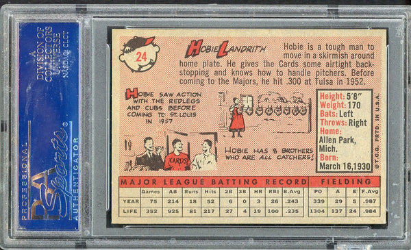 1958 Topps Baseball #024 Hobie Landrith Cardinals PSA 7 NM 546603