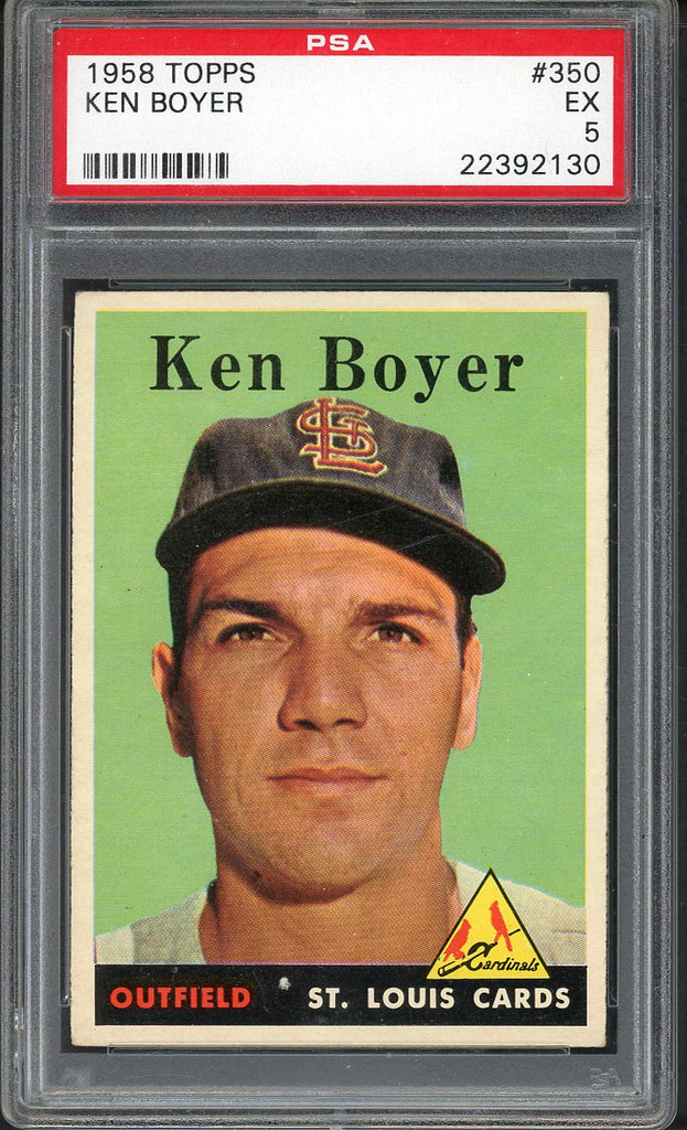 1958 Topps Baseball #350 Ken Boyer Cardinals PSA 5 EX 546615