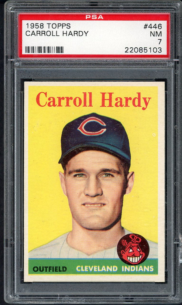 1958 Topps Baseball #446 Carroll Hardy Indians PSA 7 NM 546621