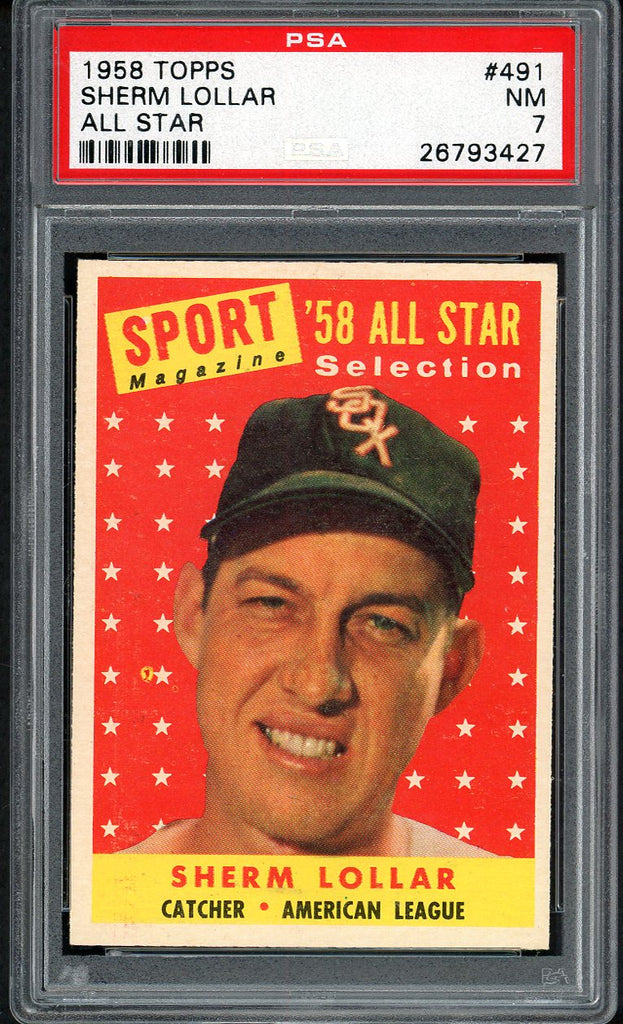 1958 Topps Baseball #491 Sherm Lollar A.S. White Sox PSA 7 NM 546632