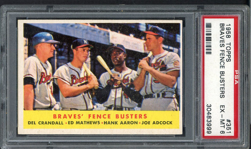 1958 Topps Baseball #351 Hank Aaron Eddie Mathews PSA 6 EX-MT 546638