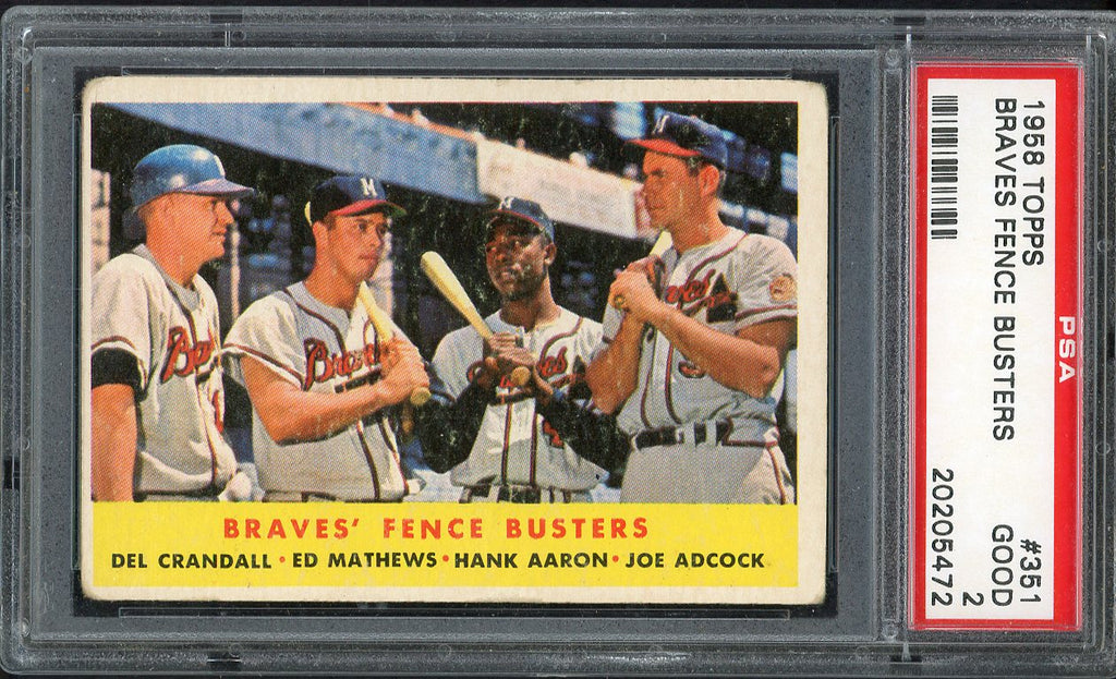 1958 Topps Baseball #351 Hank Aaron Eddie Mathews PSA 2 GD 546639