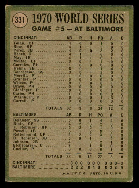 1971 Topps Baseball #331 World Series Game 5 Brooks Robinson VG-EX 546757