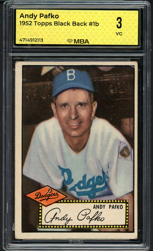 1952 Topps Baseball #001 Andy Pafko Dodgers MBA 3 VG Black 546786