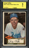 1952 Topps Baseball #001 Andy Pafko Dodgers MBA 3 VG Black 546786