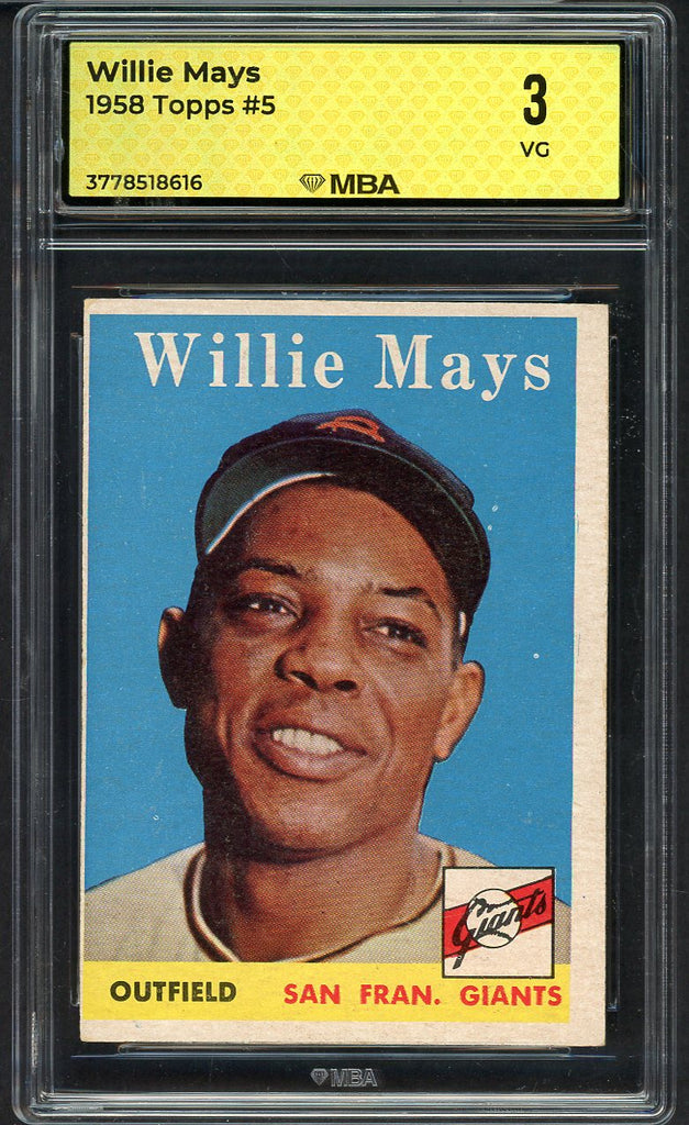 1958 Topps Baseball #005 Willie Mays Giants MBA 3 VG 546794
