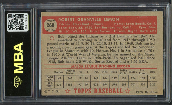 1952 Topps Baseball #268 Bob Lemon Indians MBA 3 VG 546798