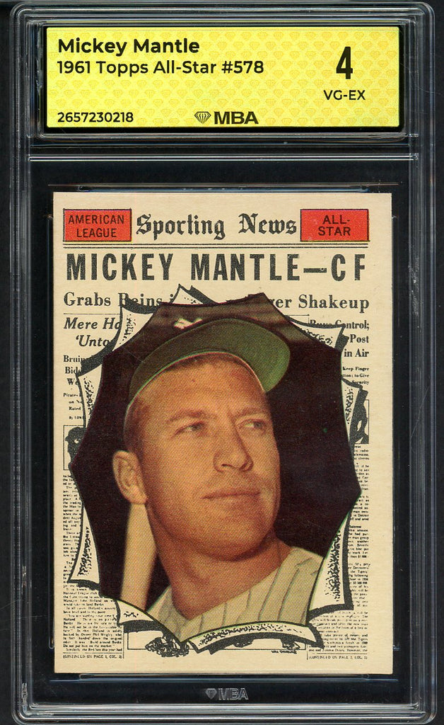 1961 Topps Baseball #578 Mickey Mantle A.S. Yankees MBA 4 VG-EX 546819