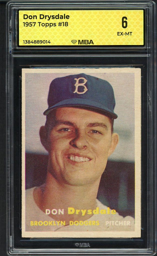 1957 Topps Baseball #018 Don Drysdale Dodgers MBA 6 EX-MT 546823